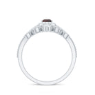 Natural Garnet Diamond Vintage Wedding Bridal Ring Set AAA - Rosec Jewels
