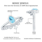 Rosec Jewels-Vintage Looking Aquamarine and Diamond Teardrop Wedding Ring Set for Women