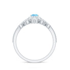 Rosec Jewels-Vintage Looking Aquamarine and Diamond Teardrop Wedding Ring Set for Women
