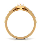 Vintage Inspired Rose Quartz Teardrop Wedding Ring Set with Diamond Rose Quartz - ( AAA ) - Quality - Rosec Jewels