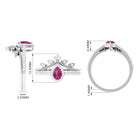 Pink tourmaline Vintage Teardrop Wedding Ring Set with Diamond AAA - Rosec Jewels