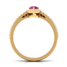 Pink tourmaline Vintage Teardrop Wedding Ring Set with Diamond AAA - Rosec Jewels