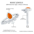 Vintage Inspired Fire Opal Teardrop Wedding Ring Set with Diamond AAA - Rosec Jewels
