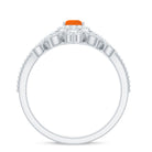Vintage Inspired Fire Opal Teardrop Wedding Ring Set with Diamond Fire Opal - ( AAA ) - Quality - Rosec Jewels