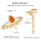 Vintage Inspired Fire Opal Teardrop Wedding Ring Set with Diamond AAA - Rosec Jewels