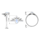 1.5 Vintage Inspired Moonstone Teardrop Wedding Ring Set with Diamond AAA - Rosec Jewels