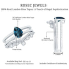 Pear London Blue Topaz Double Band Engagement Ring with Diamond Enhancer AAA - Rosec Jewels
