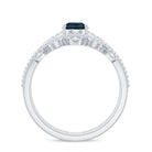 Pear London Blue Topaz Double Band Engagement Ring with Diamond Enhancer AAA - Rosec Jewels