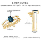 Pear London Blue Topaz Double Band Engagement Ring with Diamond Enhancer AAA - Rosec Jewels