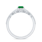 Vintage Style Emerald Diamond Wedding Bridal Ring Set AAA - Rosec Jewels