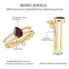 Rosec Jewels-Natural Garnet Diamond Double Band Engagement Ring Wedding Band