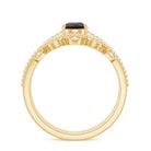 Rosec Jewels-Natural Garnet Diamond Double Band Engagement Ring Wedding Band