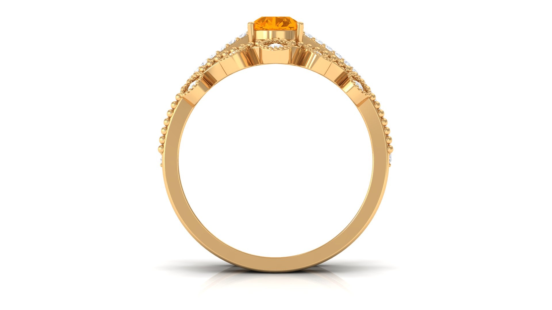 Pear Cut Fire Opal and Diamond Vintage Engagement Ring with Wedding Band Set AAA - Rosec Jewels
