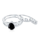 Vintage Style Black Spinel Diamond Wedding Ring Set for Women AAA - Rosec Jewels