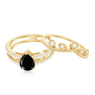 Vintage Style Black Spinel Diamond Wedding Ring Set for Women AAA - Rosec Jewels
