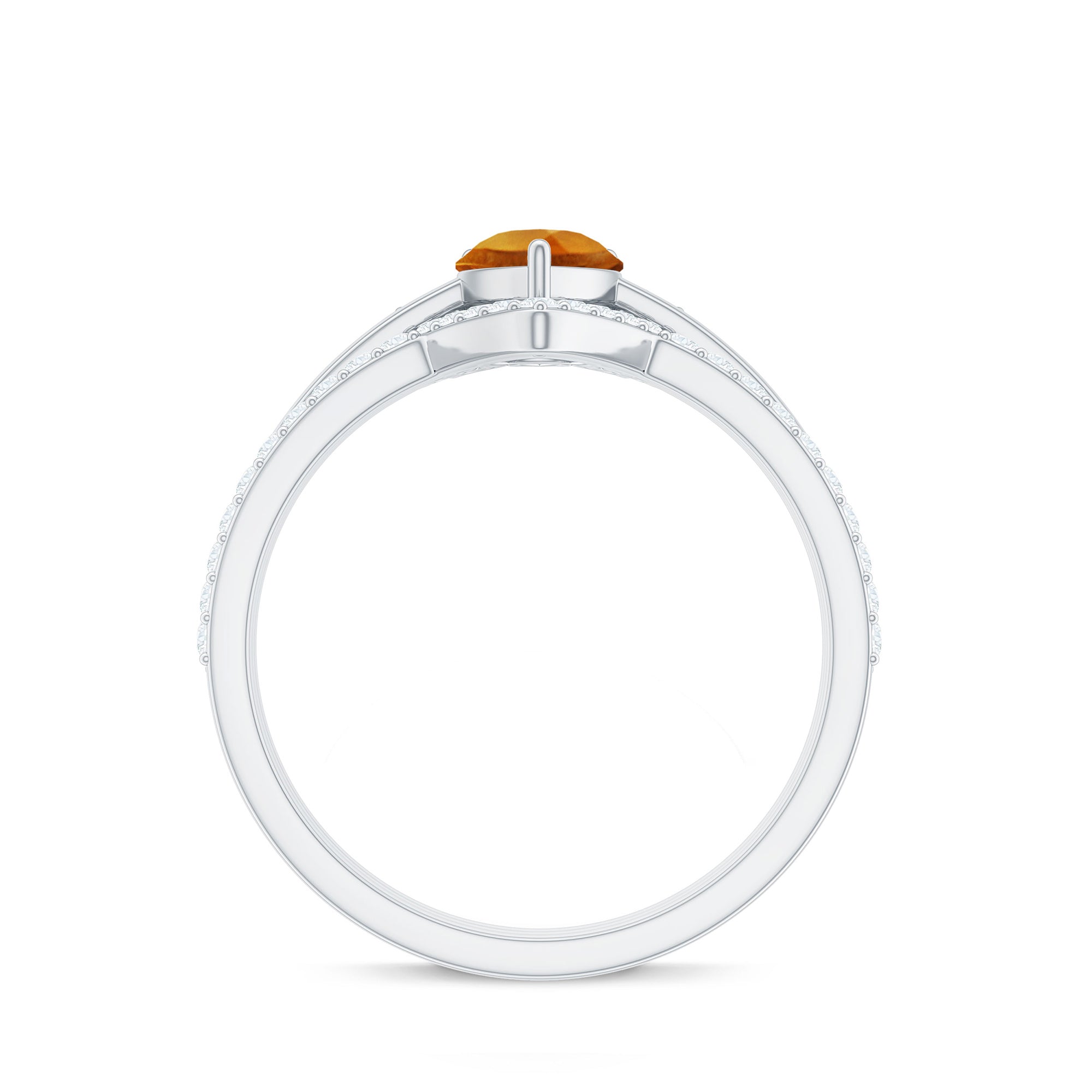 Rosec Jewels-Natural Pear Shape Citrine Wedding Bridal Ring Set of 3 with Certificate