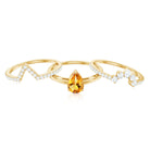 Natural Pear Shape Citrine Wedding Bridal Ring Set of 3 with Certificate AAA - Rosec Jewels
