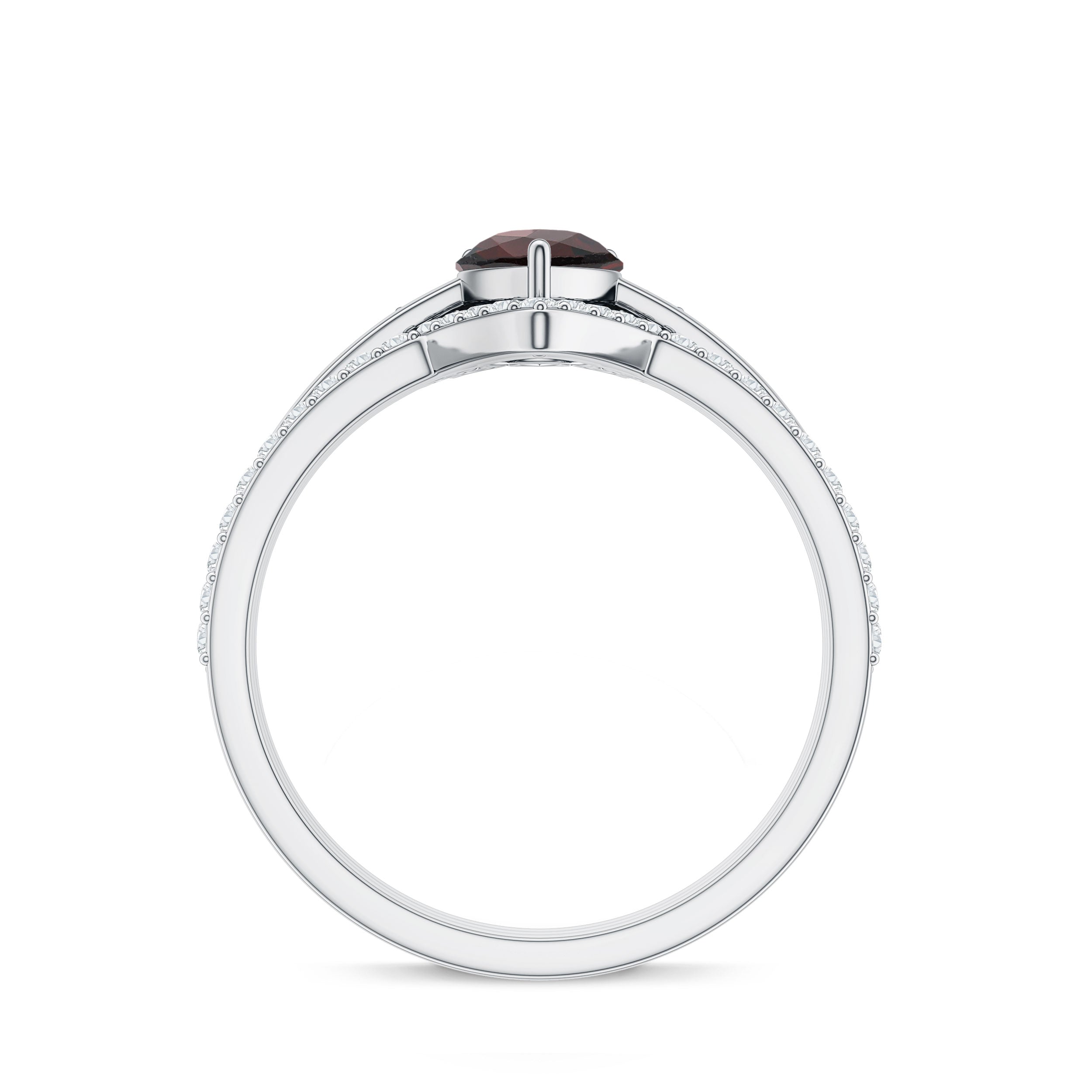 Natural 0.8 Carat Pear Shaped Garnet Diamond 3 Piece Bridal Ring Set AAA - Rosec Jewels