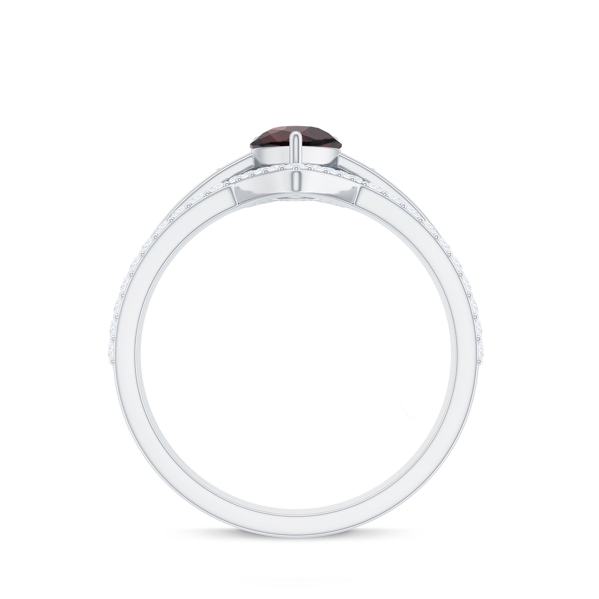 Rosec Jewels-Natural Pear Shaped Garnet Diamond 3 Piece Bridal Ring Set