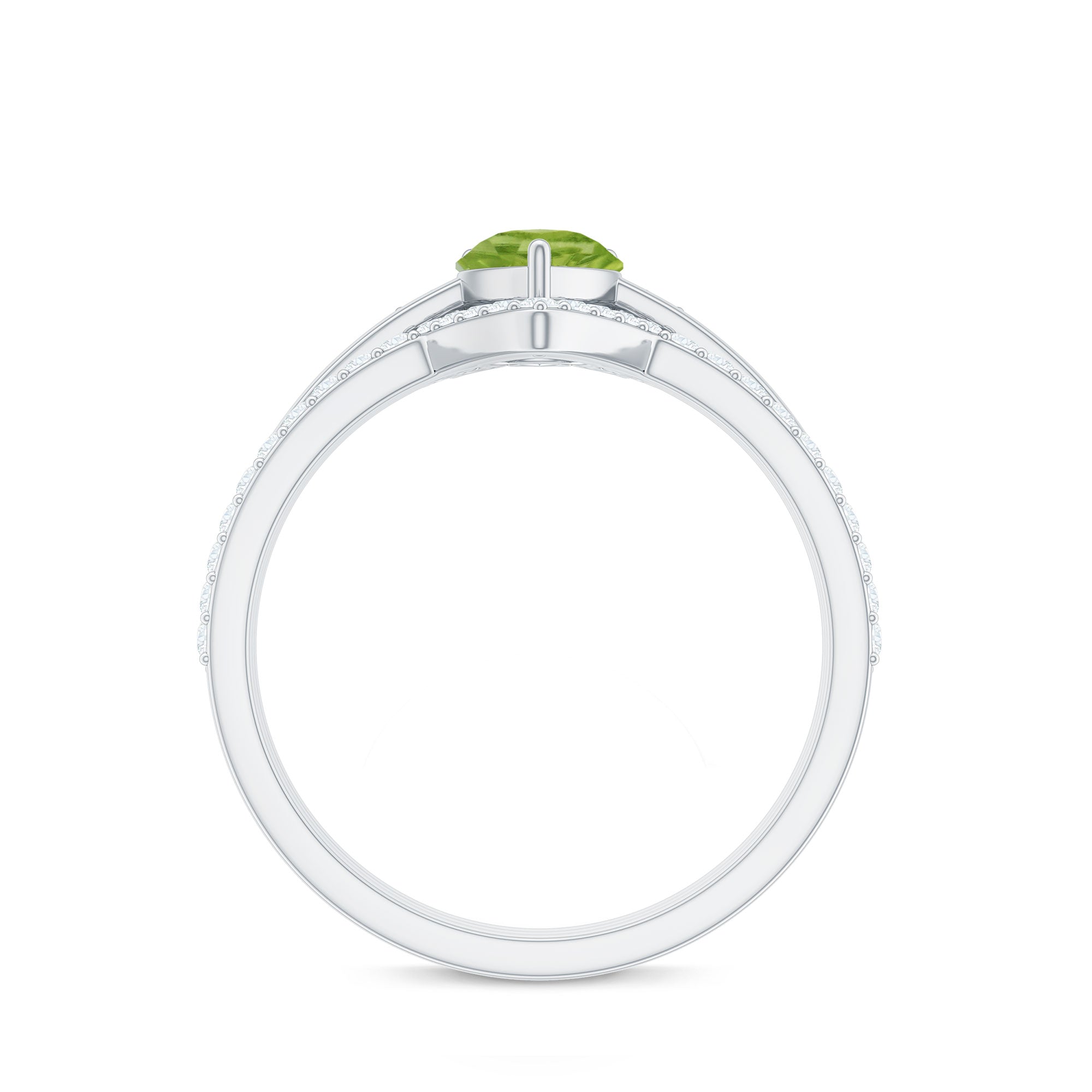 Certified Real 1 Carat Peridot Trio Wedding Ring Set with Moissanite AAA - Rosec Jewels