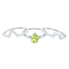 Certified Real 1 Carat Peridot Trio Wedding Ring Set with Moissanite AAA - Rosec Jewels