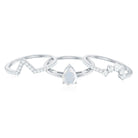 Pear Cut Moonstone Trio Wedding Ring Set with Moissanite AAA - Rosec Jewels
