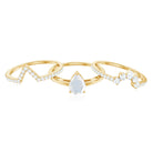 Pear Cut Moonstone Trio Wedding Ring Set with Moissanite AAA - Rosec Jewels