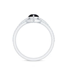 6X8mm Pear Shaped Black Onyx Engagement Ring With Ring Guards AAA - Rosec Jewels