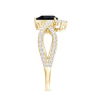 1 Carat Pear Shaped Black Onyx Designer Engagement Ring with Diamond AAA - Rosec Jewels