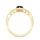 1 Carat Pear Shaped Black Onyx Designer Engagement Ring with Diamond AAA - Rosec Jewels