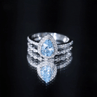 Rosec Jewels-Genuine 1 Carat Aquamarine Bridal Ring Set with Diamond