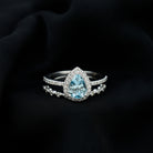 Rosec Jewels-Genuine 1 Carat Aquamarine Bridal Ring Set with Diamond