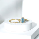 Rosec Jewels-Genuine 1 Carat Aquamarine Bridal Ring Set with Diamond