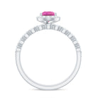 Teardrop Pink tourmaline Bridal Ring Set with Diamond AAA - Rosec Jewels