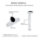 Rosec Jewels-Natural Pear Shape Black Spinel Diamond Wedding Engagement Ring Set of 2