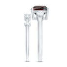 Rosec Jewels-Natural 8 mm Cushion Cut Garnet Diamond Wedding Bridal Ring Set