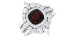 Natural 8mm Cushion Cut Garnet Statement Bridal Ring Set AAA - Rosec Jewels