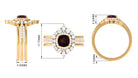 Natural 8mm Cushion Cut Garnet Statement Bridal Ring Set AAA - Rosec Jewels