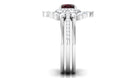 Natural 8mm Cushion Cut Garnet Statement Bridal Ring Set AAA - Rosec Jewels