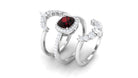 Natural 8mm Cushion Cut Garnet Statement Bridal Ring Set AAA - Rosec Jewels