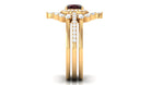Natural 8mm Cushion Cut Garnet Statement Bridal Ring Set AAA - Rosec Jewels