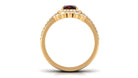 Natural 8mm Cushion Cut Garnet Statement Bridal Ring Set AAA - Rosec Jewels