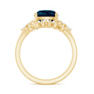 Vintage London Blue Topaz and Diamond Engagement Ring Set AAA - Rosec Jewels