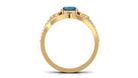 Rosec Jewels-Cushion Cut London Blue Topaz Designer Wedding Ring Set with Diamond Band