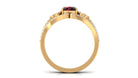 Cushion Cut Garnet and Diamond Designer Wedding Ring Set For Her AAA - Rosec Jewels