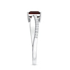 Princess Cut Garnet Solitaire Engagement Ring with Diamond AAA - Rosec Jewels
