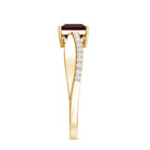 Princess Cut Garnet Solitaire Engagement Ring with Diamond AAA - Rosec Jewels