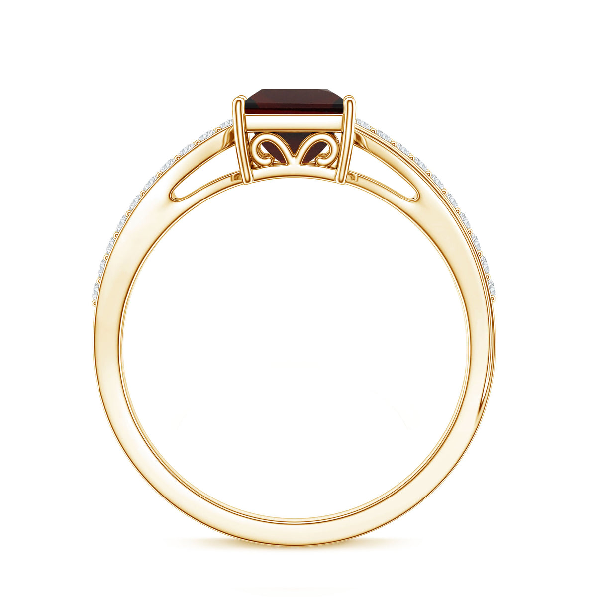 Princess Cut Garnet Solitaire Engagement Ring with Diamond AAA - Rosec Jewels