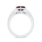 6MM Princess Cut Garnet Solitaire Bridal Ring Set with Diamonds AAA - Rosec Jewels
