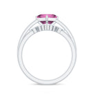 Princess Cut Pink Tourmaline Solitaire Ring Set with Diamond AAA - Rosec Jewels